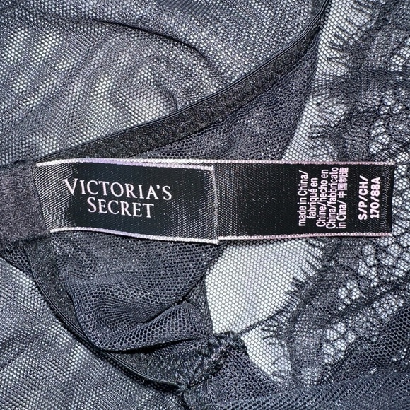 VICTORIA'S SECRET SEXY BLACK LACE MESH SLIP-ON BODYSUIT ONE-PIECE LINGERIE S - Picture 14 of 16